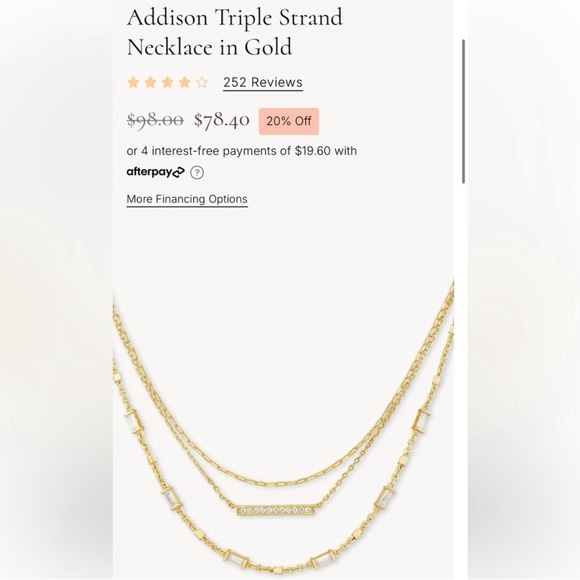 Kendra Scott Addison Triple Strand Gold Necklace w/ clear stones - Picture 4 of 5